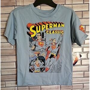 Superman Classic Graphic Print Logo Blue Short Sleeve T-Shirt Boy Size Small 6/7